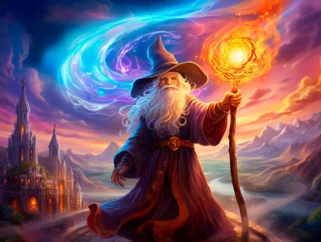 Portrait of fantasy wizard character