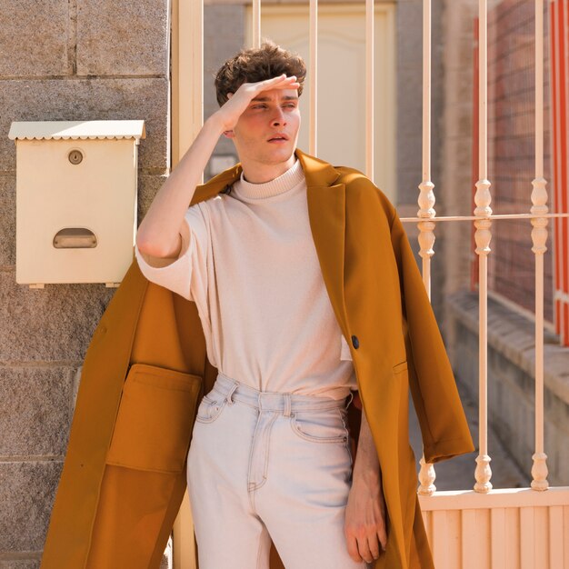 Portrait of fashionable boy outdoors