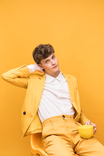 Free Photo portrait of fashionable boy posing