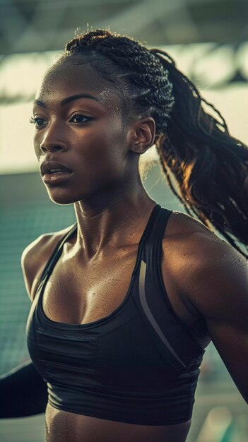 Portrait of female athlete competing in the olympic games