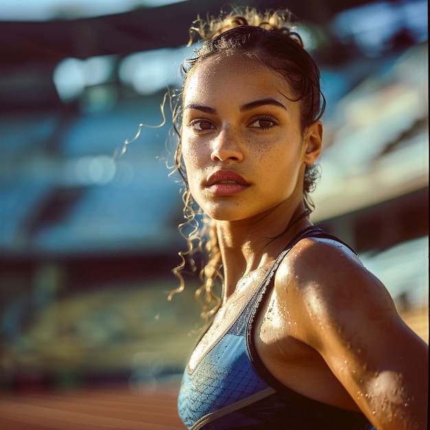 Portrait of female athlete competing in the olympic games