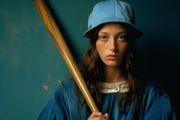 Portrait of female baseball player