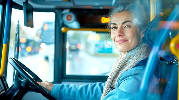 Portrait of female bus driver