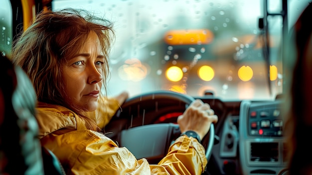 Portrait of female bus driver