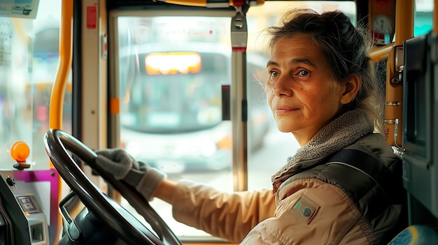 Free Photo portrait of female bus driver