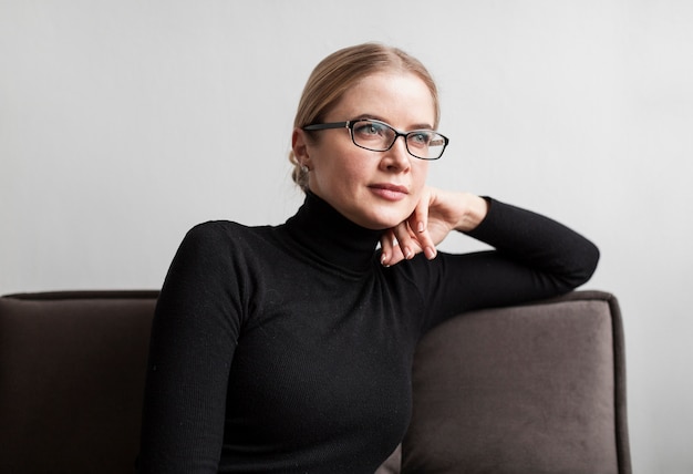 Portrait female on couch