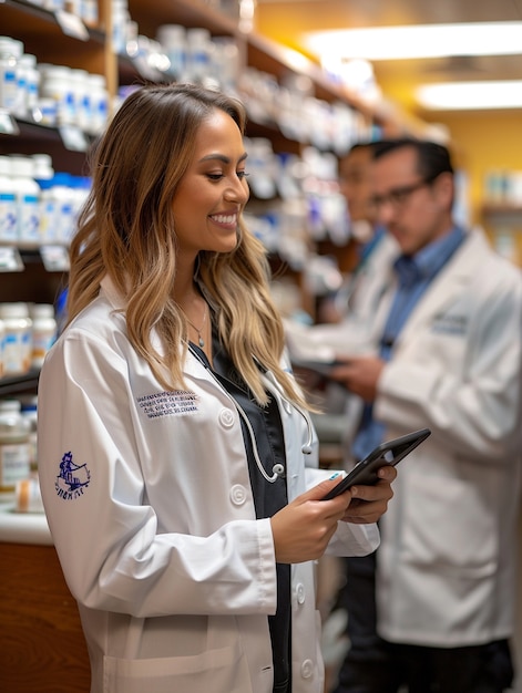 Free Photo portrait of female pharmacist working in the drugstore