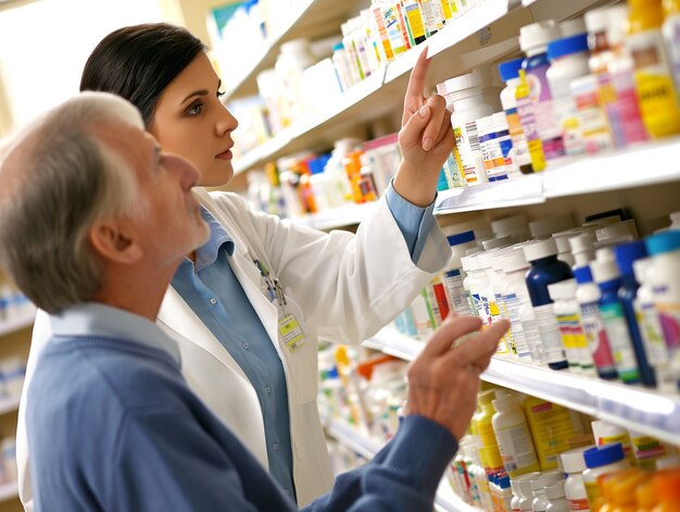 Portrait of female pharmacist working in the drugstore