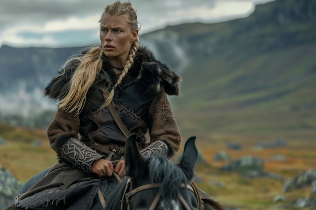 Free Photo portrait of female scandinavian viking