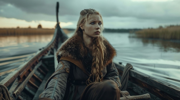 Portrait of female scandinavian viking