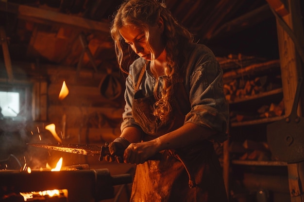 Free photo portrait of female scandinavian viking