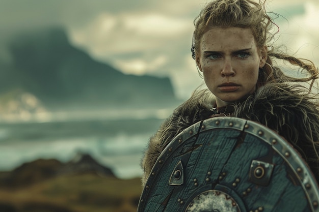 Free Photo portrait of female scandinavian viking