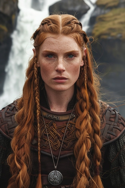 Portrait of female scandinavian viking