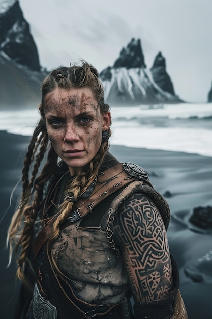 Portrait of female scandinavian viking