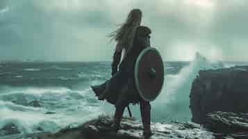 Free photo portrait of female scandinavian viking