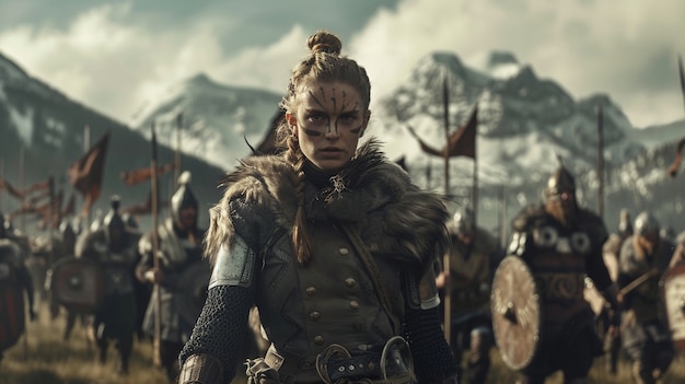 Portrait of female scandinavian viking