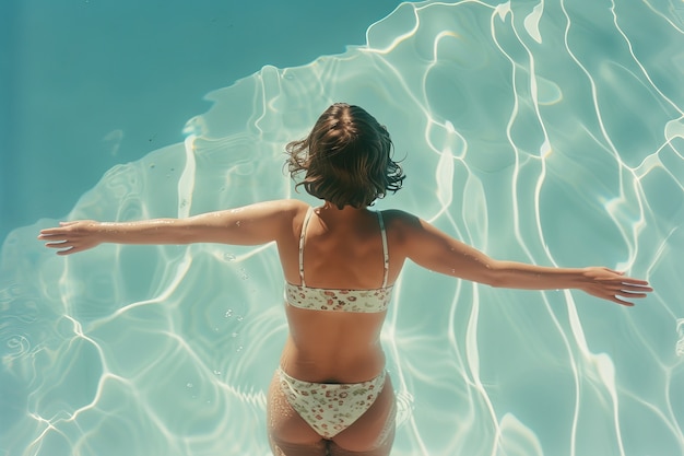 Portrait of female swimmer with 80's inspired aesthetic