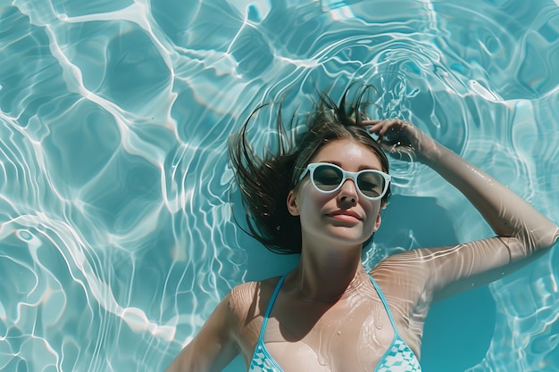 Portrait of female swimmer with 80's inspired aesthetic