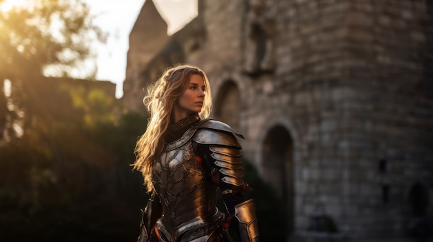 Free photo portrait of female warrior during medieval times