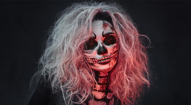 Portrait of female with skull make up