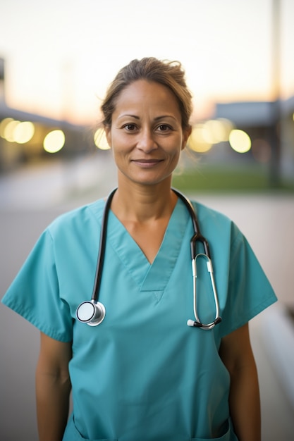 Free photo portrait of female working nurse