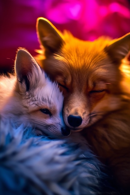 Free Photo portrait of foxes