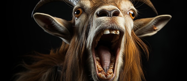 Free photo portrait of a funny goat screaming