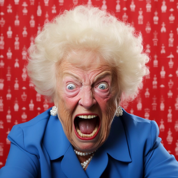 Portrait of funny granny dressed up