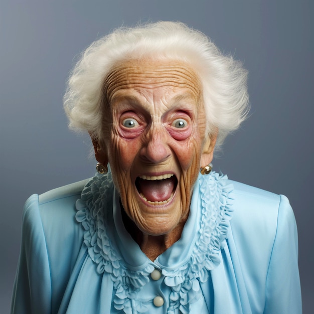 Free photo portrait of funny granny dressed up