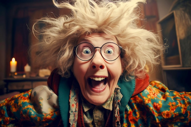 Free photo portrait of funny granny dressed up