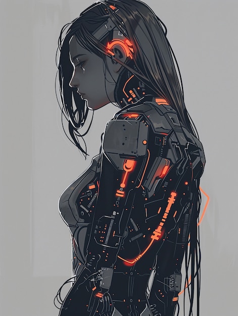 Free Photo portrait of futuristic female humanoid with advanced technology