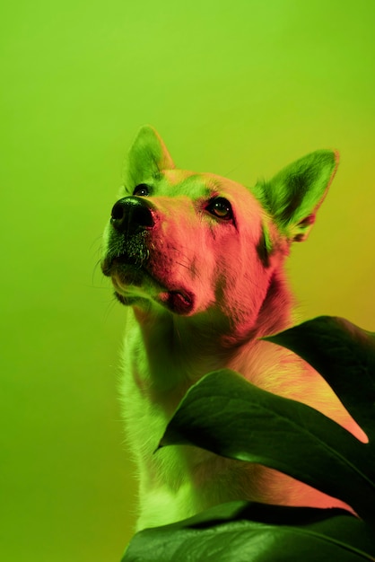 Free Photo portrait of german shepherd dog in gradient lighting