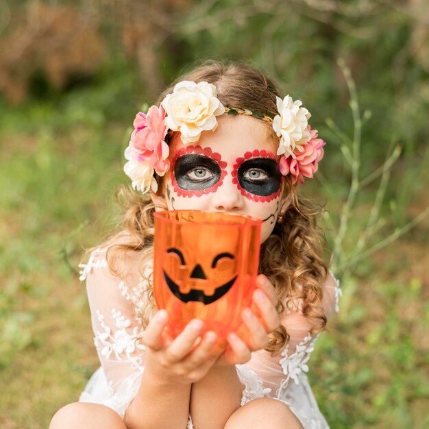 Portrait girl with halloween costume