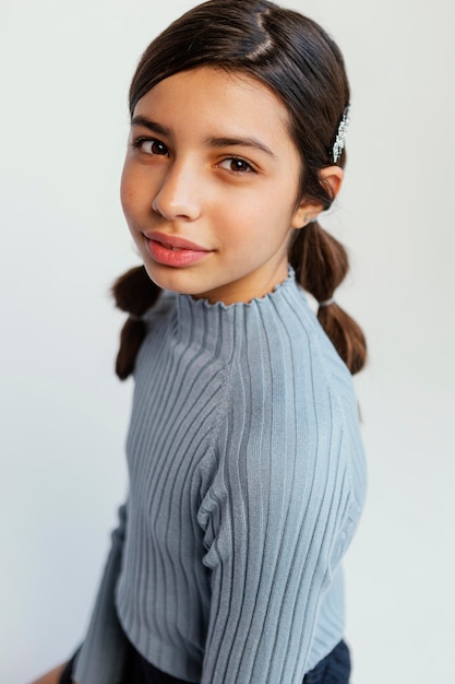 Free Photo portrait girl with stylish hairstyle