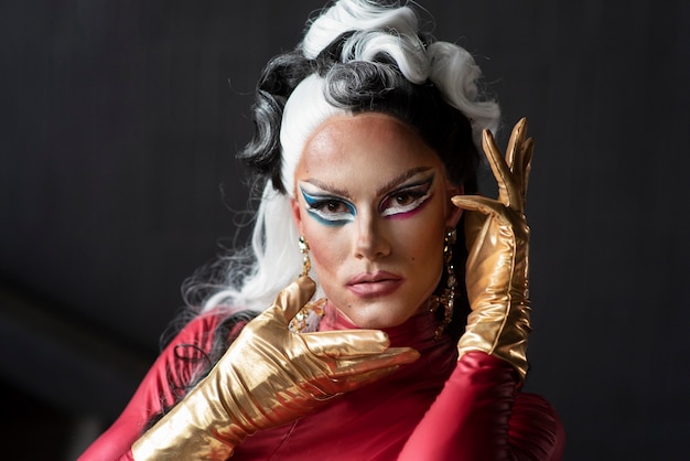 Free photo portrait of glamorous drag queen posing