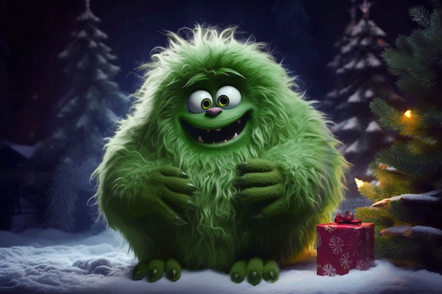 Free Photo portrait of the green grinch cartoon character