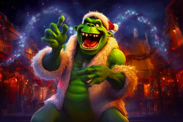 Free photo portrait of the green grinch cartoon character