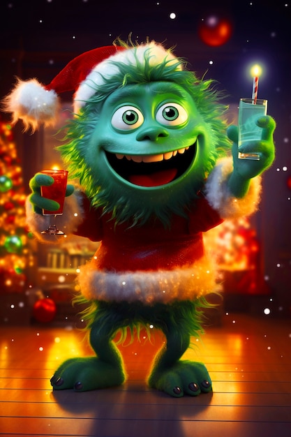 Free photo portrait of the green grinch cartoon character