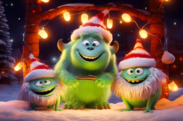 Free photo portrait of the green grinch cartoon characters