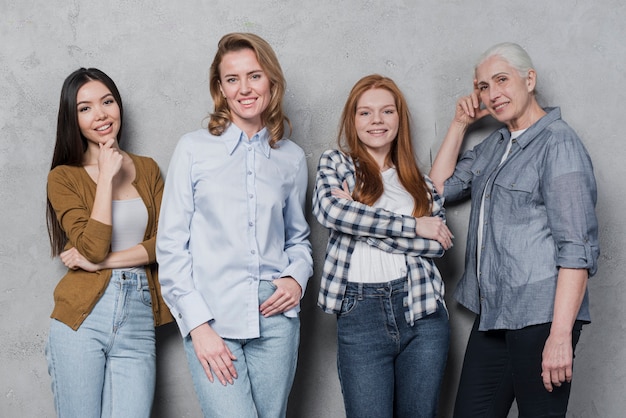 Portrait group of friends together smiling