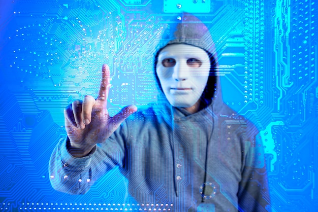 Portrait of hacker with mask