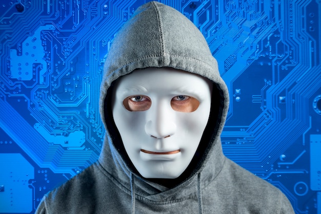 Portrait of hacker with mask