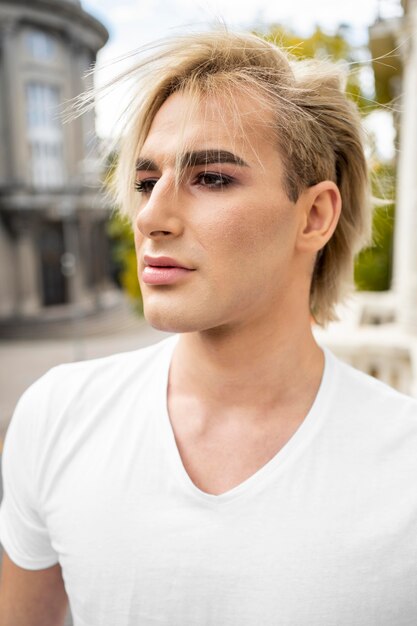 Portrait of handsome male make-up look