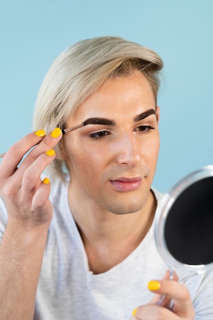 Portrait of handsome male make-up look