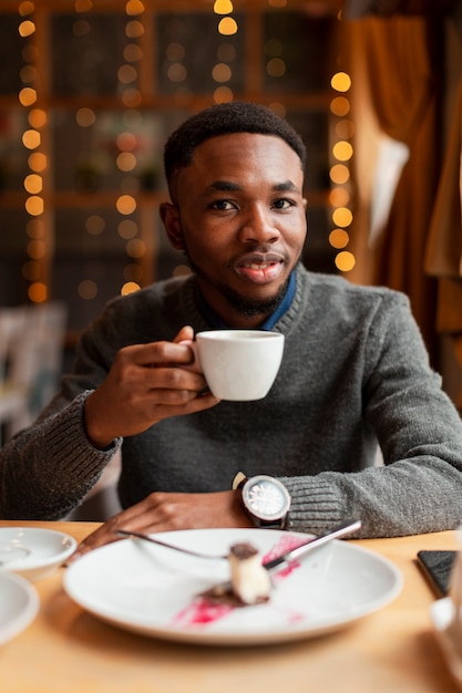 Portrait handsome man at restaurant