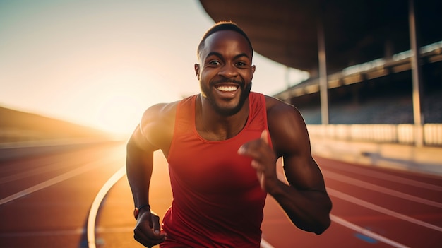 Portrait of handsome man running