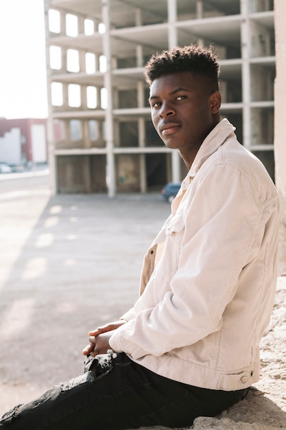 Portrait of handsome teenager posing