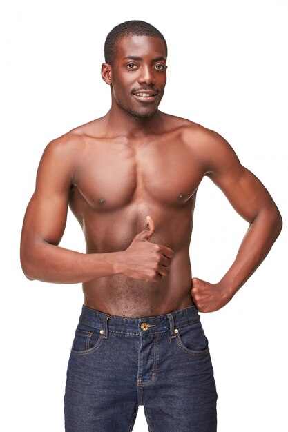 Portrait of handsome young black african smiling man