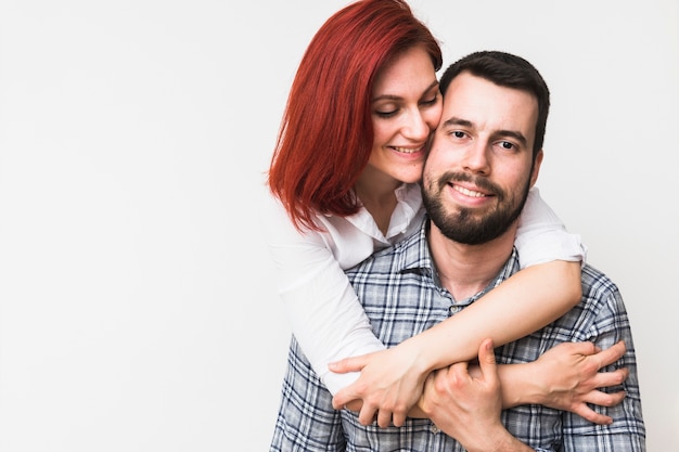 Portrait of a happy couple on white background