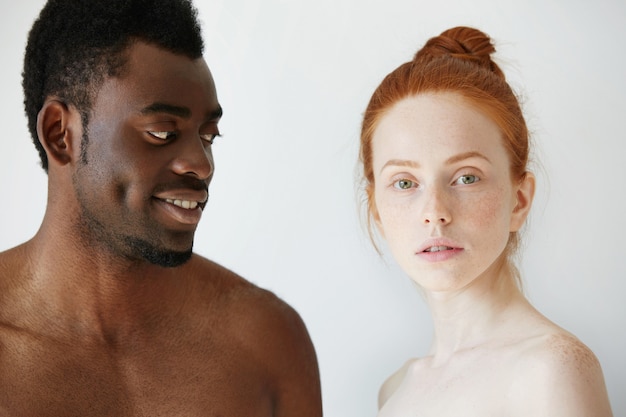 Free Photo portrait of happy loving interracial couple